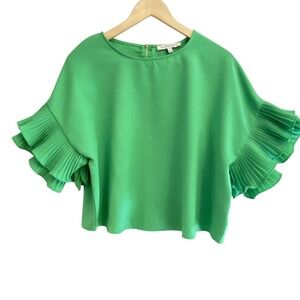 Love Letter Collection, Women's size small Green Blouse,  Short,‎ Ruffle sleeve